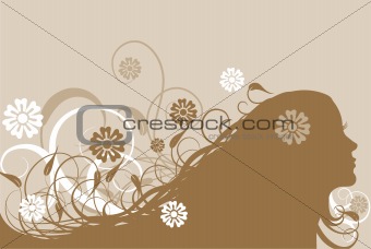 Floral abstract woman, vector