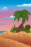 Summer scene, beach, palms, vector