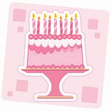 Pink Birthday Cake Illustration