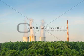 Plant , factory chimney with smoke