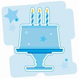 Blue Birthday Cake Illustration