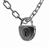 Silver lock with chain isolated
