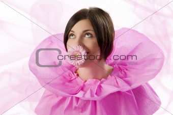 the pink girl with flower
