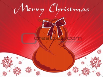 background with isolated santa claus gift bag