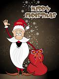 background with santa holding gift bag