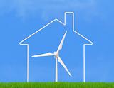 eco house and wind turbine