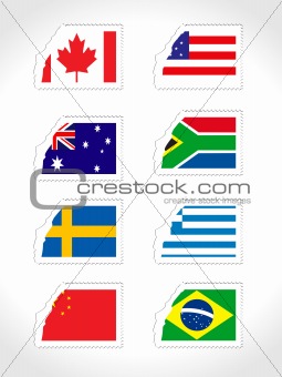 stamp with set of world flag