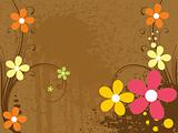 grungy background with colorful blossoms