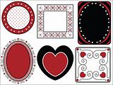 Six Vector Valentine Frames or Tags With Gingham Trim