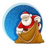 Santa Claus with empty sack for christmas gifts