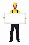 handyman hold white board