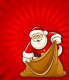 Santa Claus with empty sack for christmas gifts
