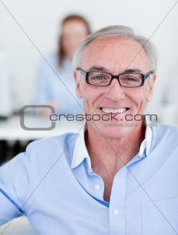 Senior manager wearing glasses