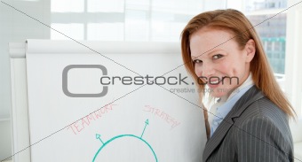 Close-up of a confident manager giving a presentation