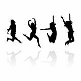 jumping girls silhouettes