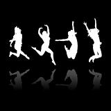 jumping girls silhouettes