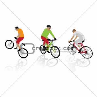 colored bicyclist's silhouettes