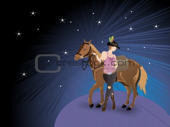 rays background with equestrian