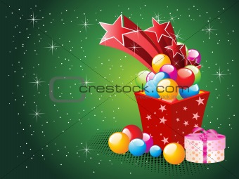green twinkle star background with colorful balloons