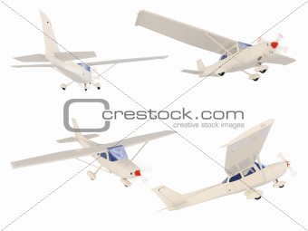 Collage of isolated small airplane
