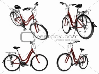 Collage of isolated bike