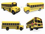Collage of isolated school bus