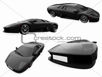 Collage of isolated super car
