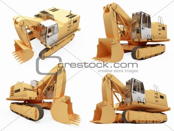 Collage of isolated construction truck