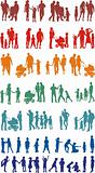 Family colourful silhouetted (vectors)