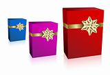 Three gift boxec with golden bow