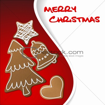 Christmas card with gingerbreads