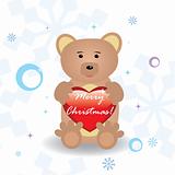 Cute little bear with heart for your christmas design