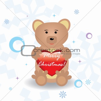 Cute little bear with heart for your christmas design