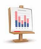 wooden stand with analytics graph report