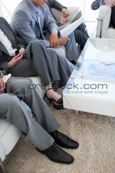 Close-up of business people in a waiting room