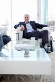 Senior businessman in a waiting relaxing 