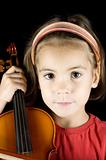 closeup portrait from little girl with violin