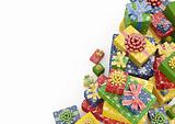Heap of Presents Background (isolated pile of gift-boxes)