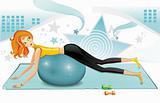Sexy woman exercising with a pilates ball