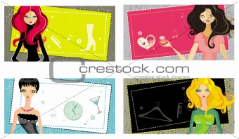 Vector girls cards