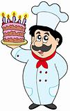 Cartoon chef with cake