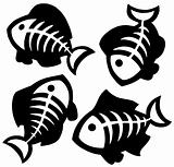 Various fishbones silhouettes