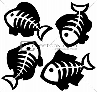 Various fishbones silhouettes