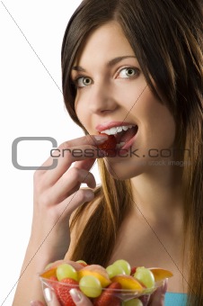 girl eating fruit