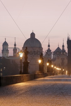 czech republic prague, charles bridge at dawn