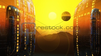 fantasy fiction city sun