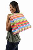 Happy shopper with colorful bag