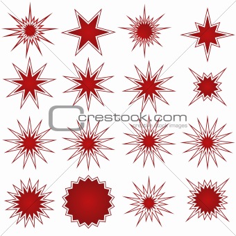 Set of 16 Starburst Shapes - Red