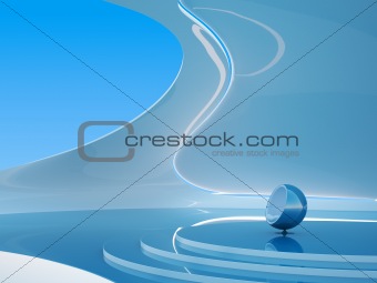 Futuristic Interior with Copyspace Series (blue copyspace to place your product or text)