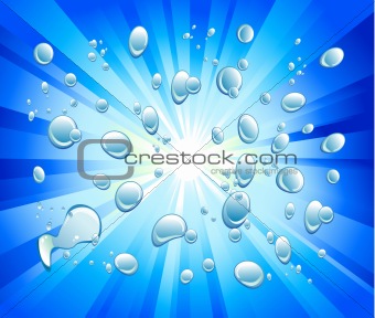 LIght Explosion with a lot of water  bubbles